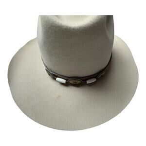 VTG Eddy Bros Cattlemen Yancy Cowboy Hat Sz 7(22) Neutral-100% Wool-Leather Trim